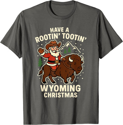 Santa Riding a Bison Christmas T-Shirt