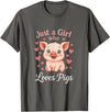 Pig Lover Designs Just a Girl Who Loves Pigs - Funny Pig Lover Farmer T-Shirt - Asphalt Grey