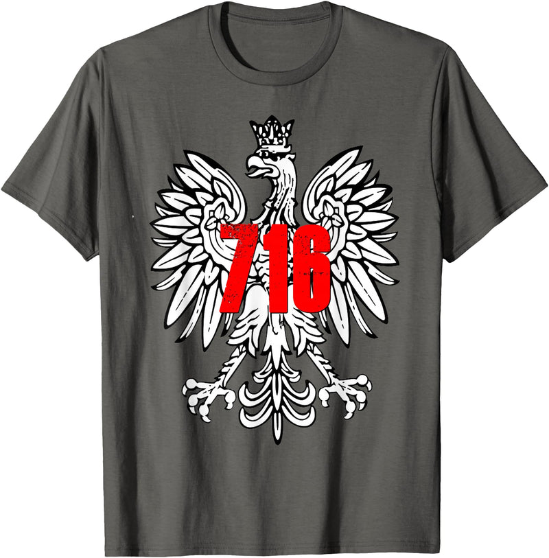 Polish Pride Buffalo Dyngus Day Shirt Polish Falcon Eagle 716 Buffalo NY New York T-Shirt - Asphalt Grey