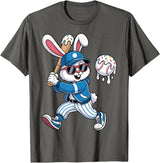 Funny Baseball Drip Rabbit Bunny Easter Men Boys Kids T-Shirt in Asphalt Grey