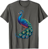 Peacock Peafowl Colorful Bird Peacock Illustration T-Shirt - Asphalt Grey