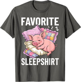 Piggy Lover Gift Co. Favorite Sleep, Napping Pig, Piglet & Piggy Pajama T-Shirt - Asphalt Grey