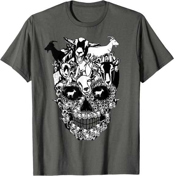 Matching Family goat Skull Costume Halloween funny 2022 T-Shirt - Asphalt Grey