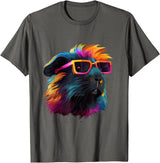 Guinea Pig Lover Designs Guinea Pig Lovers Colorful Pop Art Guinea Pig T-Shirt - Asphalt Grey