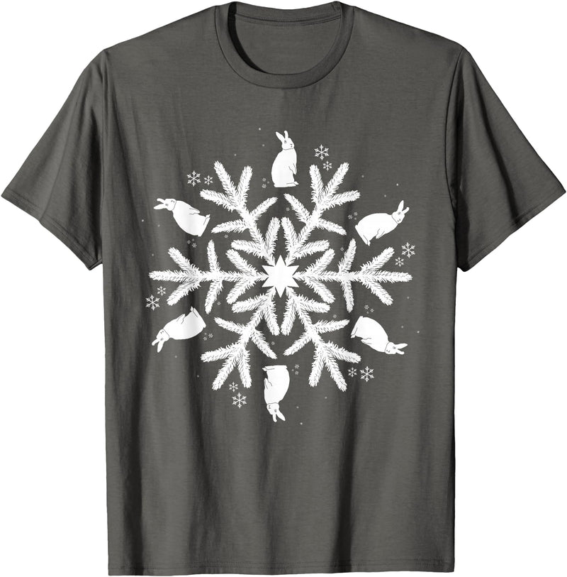 Snowflake Christmas Rabbit T-Shirt in Asphalt Grey