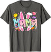 Easter Mama Bunny Ears Coquette Bow Easter Rabbit Mom Women T-Shirt in Asphalt Grey