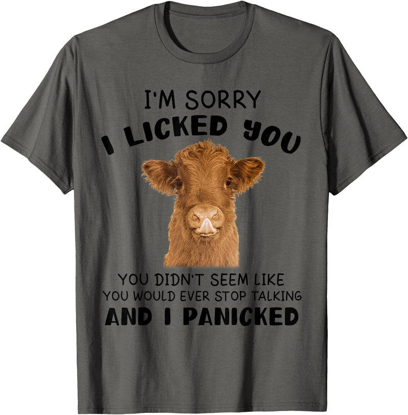 Cow Cute I'm Sorry I Lickedq Tees And Co Cow Cute I'm Sorry I Licked You And I Panicked Funny Farmer T-Shirt - Asphalt Grey