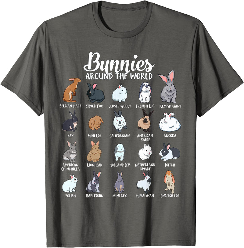 Rabbits of the World - Bunny T-Shirt in Asphalt Grey