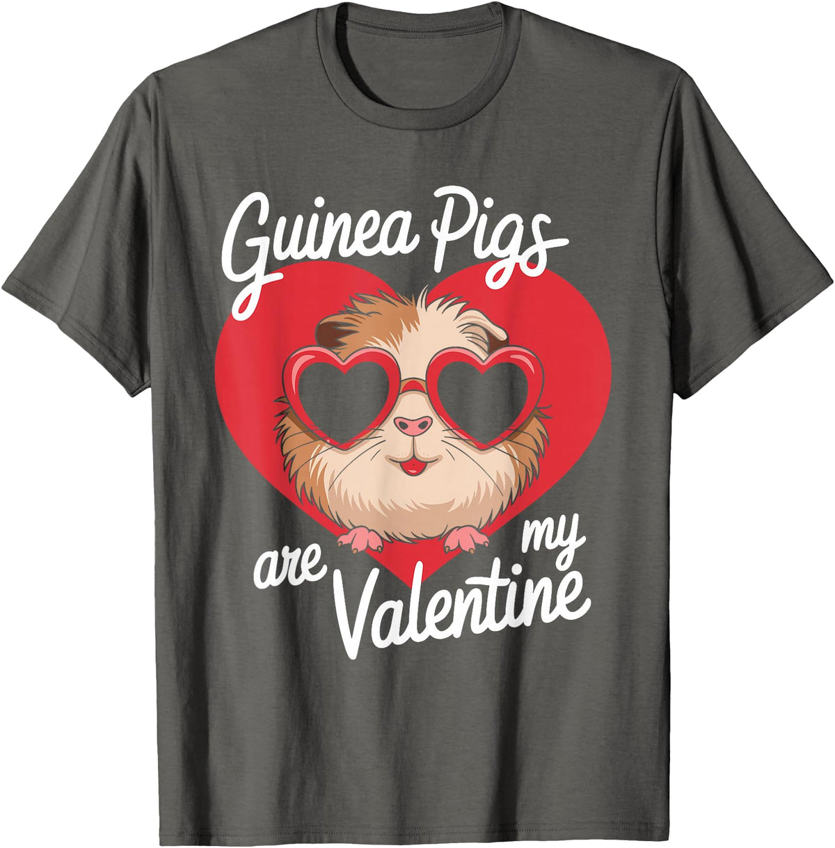 Funny Guinea Pig Lover Apparel for Kids Women Guinea Pigs Are My Valentine Cute Rodent Valentines Day T-Shirt - Asphalt Grey
