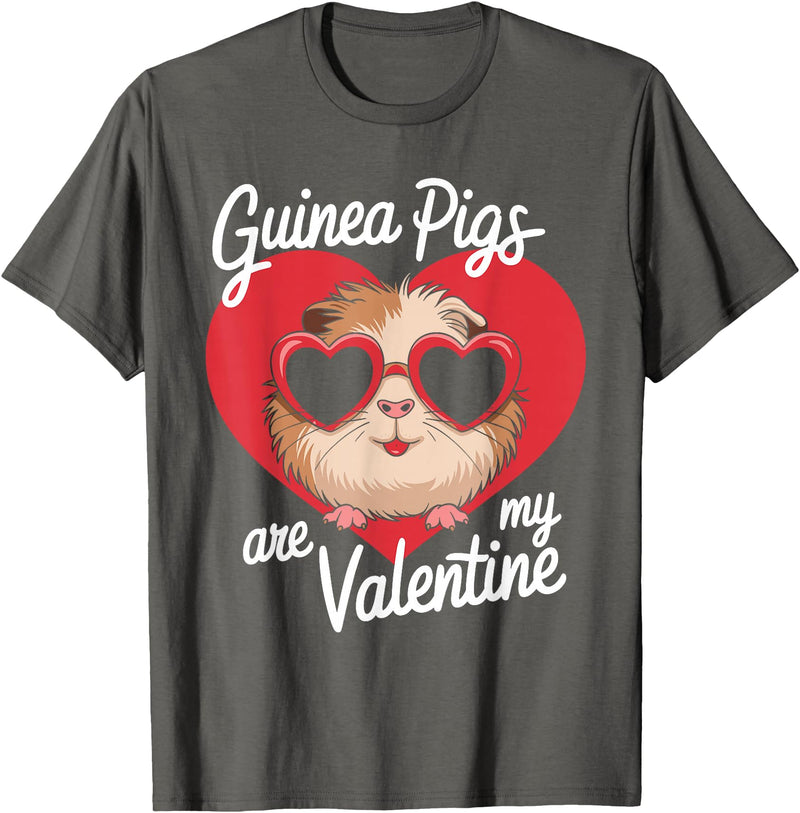 Funny Guinea Pig Lover Apparel for Kids Women Guinea Pigs Are My Valentine Cute Rodent Valentines Day T-Shirt - Asphalt Grey