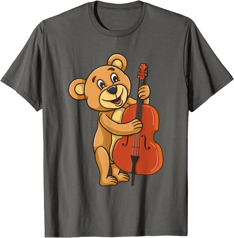 Teddy Bear Playing Cello T-Shirt - Asphalt Grey