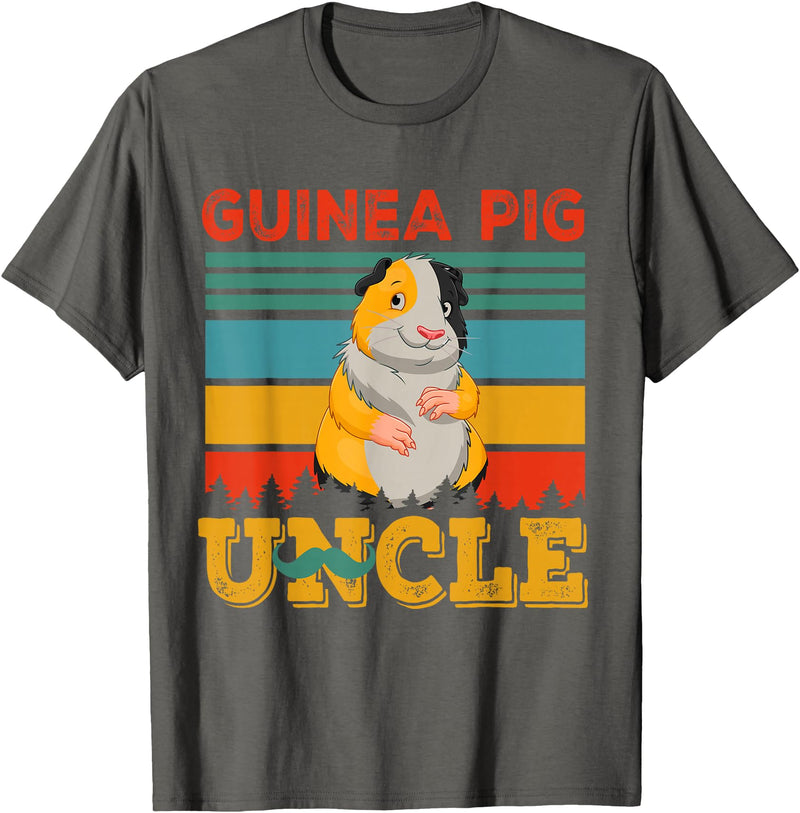 Rodent Father's Day Costume Vintage Retro Guinea Pig Uncle Matching Rodent Lover Family T-Shirt - Asphalt Grey