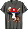 Wowsome! Cow Baseball Cow Lovers Baseball Player T-Shirt - Asphalt Grey