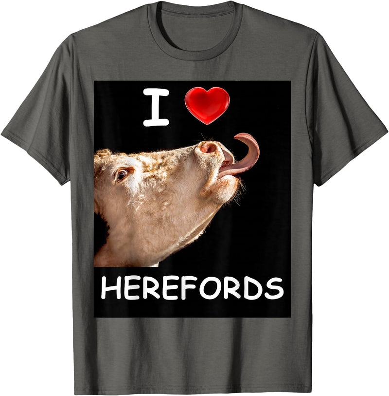 WhiteHorseDepot I Love Herefords with Cow Tongue T-Shirt - Asphalt Grey