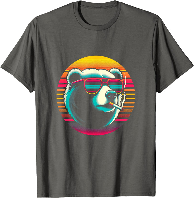 SmkngAnmls from Maria Casual Bear Smoking Cigarette T-Shirt - Asphalt Grey