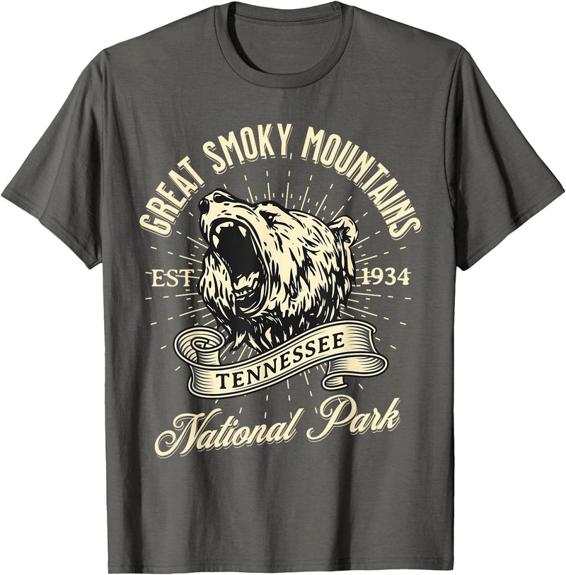 Great Smoky Mountains National Park Tennessee USA Great Smoky Mountains National Park Tennessee Bear Hike T-Shirt - Asphalt Grey