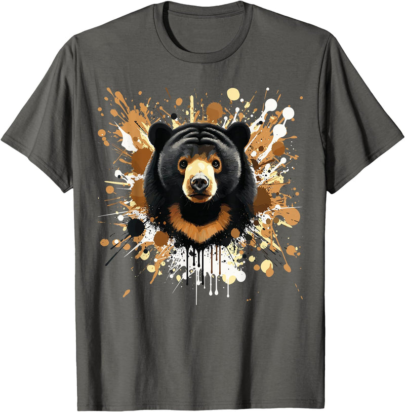Sun Bear by AKH Sun Bear Splatter Art, Sun Bear Illustration, Sun Bear T-Shirt - Asphalt Grey