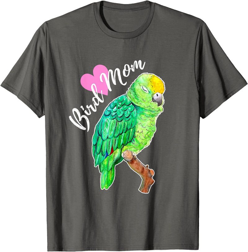 Parrot and Pet Bird Owners Amazon Parrot Lover Bird Mom Watercolor T-Shirt - Asphalt Grey