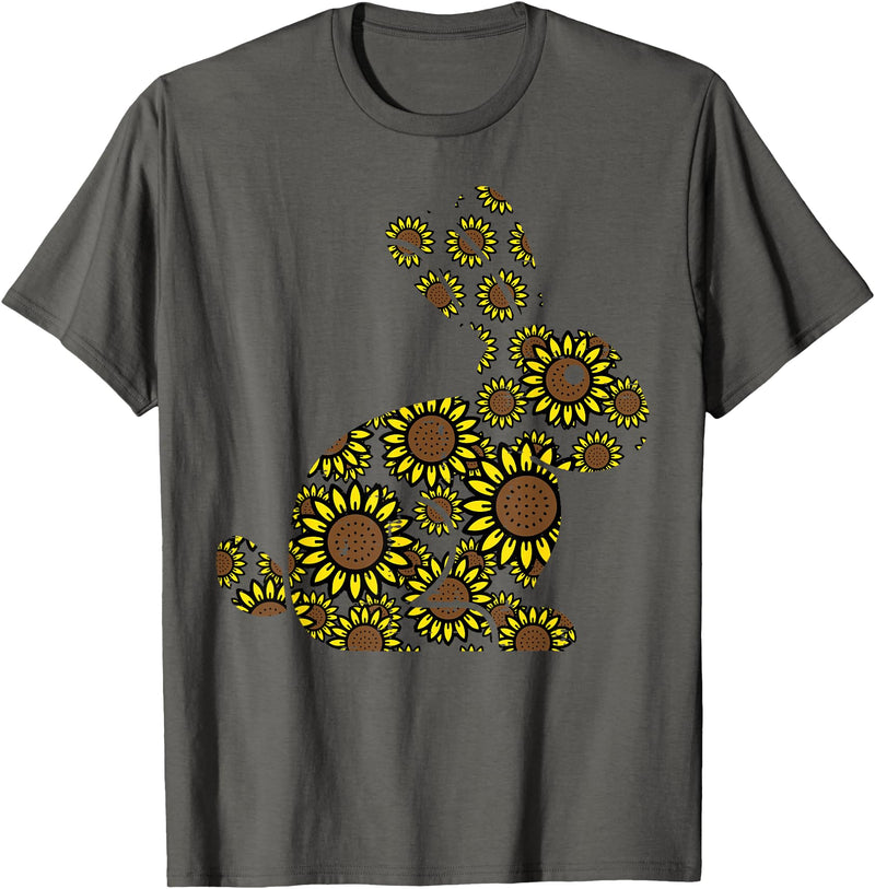 Easter Sunflower Bunny Rabbit Vintage Flower Women Girls Kid T-Shirt in Asphalt Grey