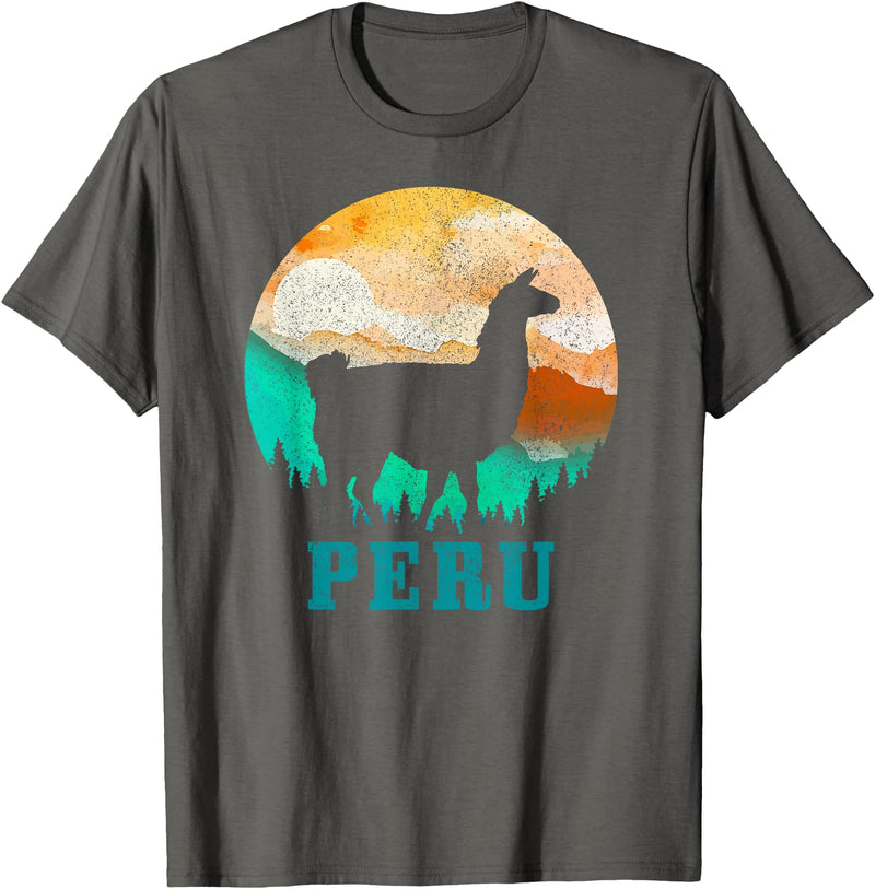 Peru Apparel Co. Peru Llama Alpaca Peruvian Roots Pride Vintage Peru T-Shirt - Asphalt Grey