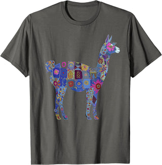We Love Llamas & Alpacas - Peru Souvenirs Co. Peru Souvenir Llama Alpaca Flowers Peruvian Souvenir T-Shirt - Asphalt Grey