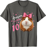 Funny Guinea Pig Birthday Party Girls 10 Years Old Guinea Pig Birthday for Girls 10th Bday T-Shirt - Asphalt Grey