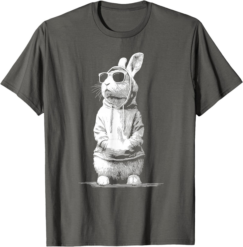 Cool Easter Bunny Sunglasses Funny Easter Outfit for Boy Men T-Shirt in Asphalt Grey