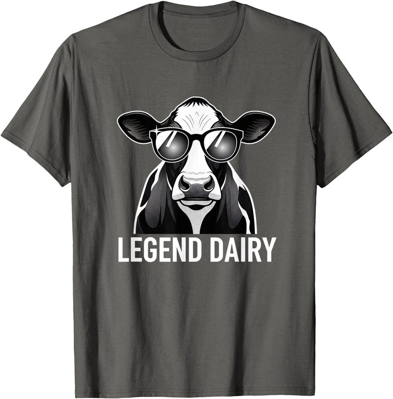 Farmstead Legends Legend Dairy, Cool Cow with Sunglasses T-Shirt - Asphalt Grey