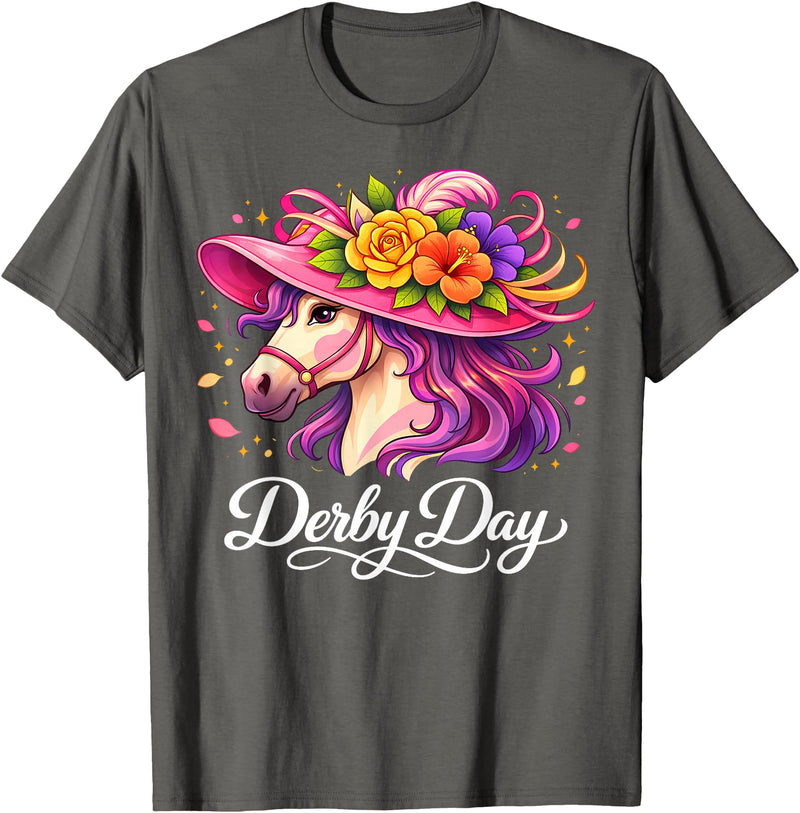 Funny Outfit Men Women 2026 Horse Racing Funny Derby Day 2026 Horse Racing T-Shirt - Asphalt Grey