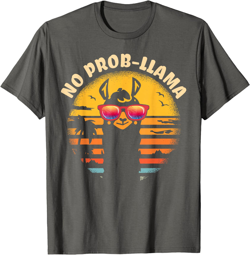 Retro No Prob-Llama & Alpaca Lover Gifts Retro NO Prob-Llama Gift - Vintage Llama Alpaca T-Shirt - Asphalt Grey