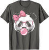 Panda Bear Bubblegum Panda Bear Wearing Glasses and Blowing Pink Bubble Gum T-Shirt - Asphalt Grey