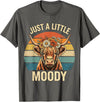 Just A Little Moody Funny Cow Tee Highland Cow Vintage Flower Funny Farm Farmer T-Shirt - Asphalt Grey