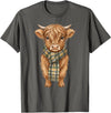 Farmer Cute Women Highland Cow Shirts Cozy Fall Autumn Highland Cow T-Shirt - Asphalt Grey