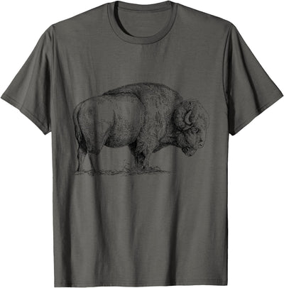 Cow Vintage Retro Bison Drawn American Buffalo T-Shirt