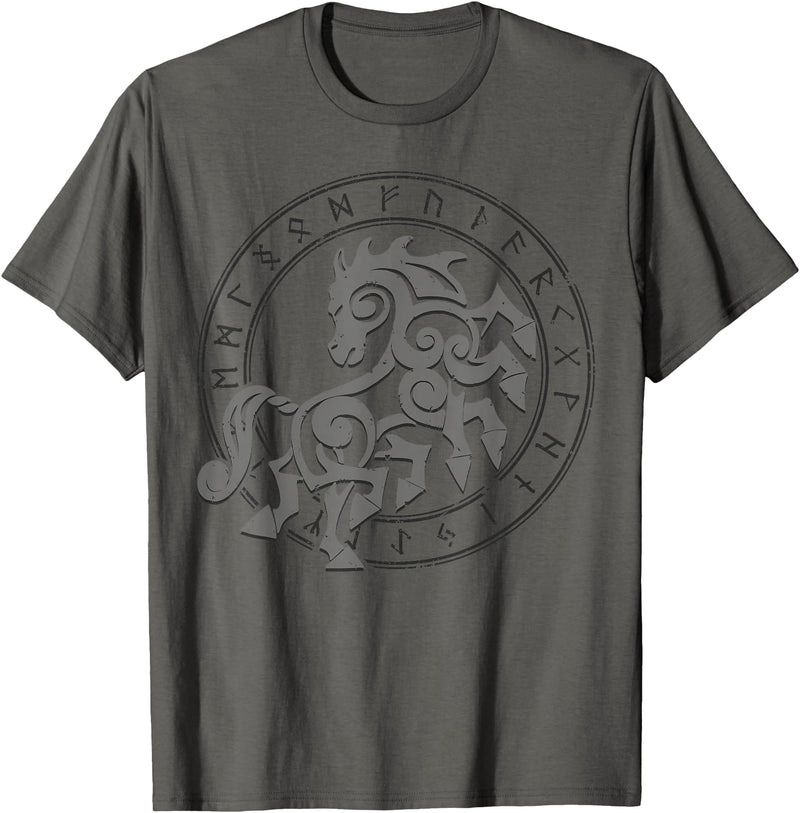 Norse mythology designs Norse Horse Sleipnir T-Shirt - Asphalt Grey