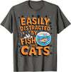 Easily distracted by Apparel Easily Distracted by Fish and Cats T-Shirt - Asphalt Grey