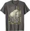 Usa Patriot American Bison Western Bufallo Bison USA Flag American Buffalo 4th of July T-Shirt - Asphalt Grey