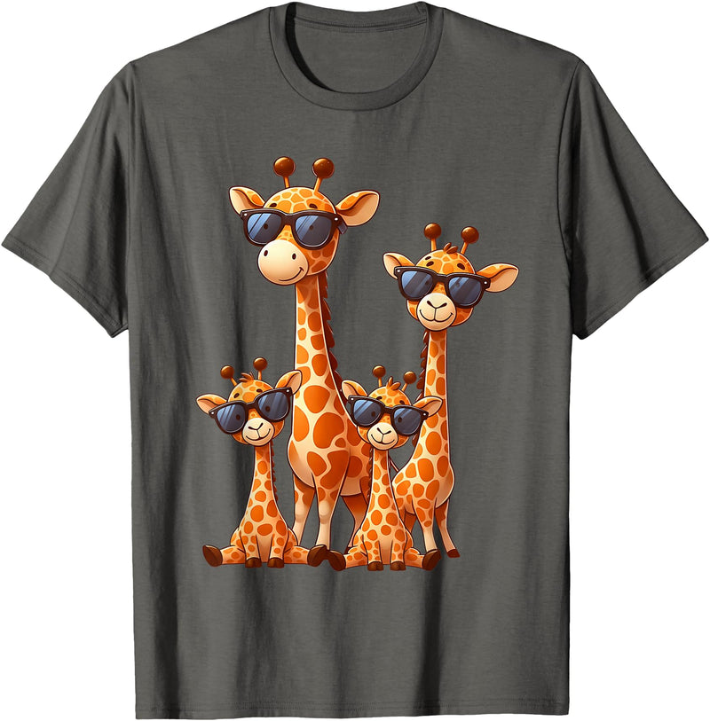 Zoo Family Funny Giraffe Animal Gifts Giraffe Family Sunglasses Safari Zoo Animal Lover Giraffes T-Shirt - Asphalt Grey