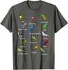 Do You Know Birds Co. Different Parrot Species Biology Types Bird Identification T-Shirt - Asphalt Grey