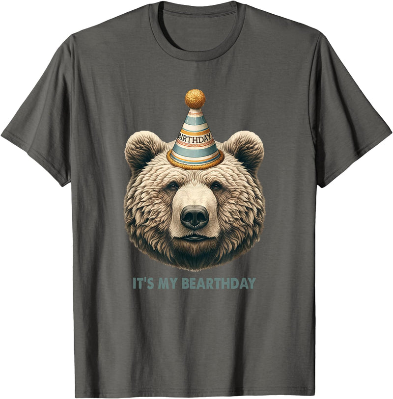 Love bears bear mom bear dad Funny Hiking Camping Birthday It's My Birthday Cute Grizzly T-Shirt - Asphalt Grey
