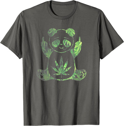 Stoned Panda Bear Baked Zoo Animals High AF Pot Leaf T-Shirt