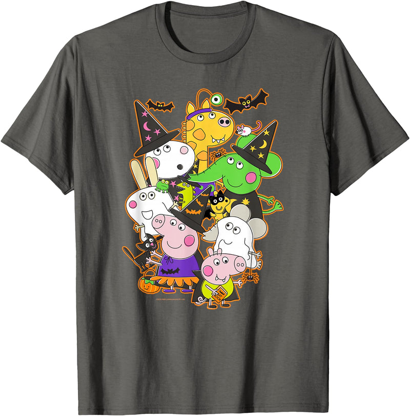Peppa Pig Halloween Happy Costumes Group Shot T-Shirt - Asphalt Grey