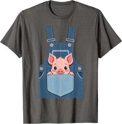 Pig Costume - Funny Farmer, Pocket, Farm, Women, Men, Kids T-Shirt
