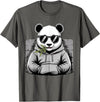Forest Animal Art Panda with Sunglasses Graphic Motif Animal Funny Panda Bear T-Shirt - Asphalt Grey