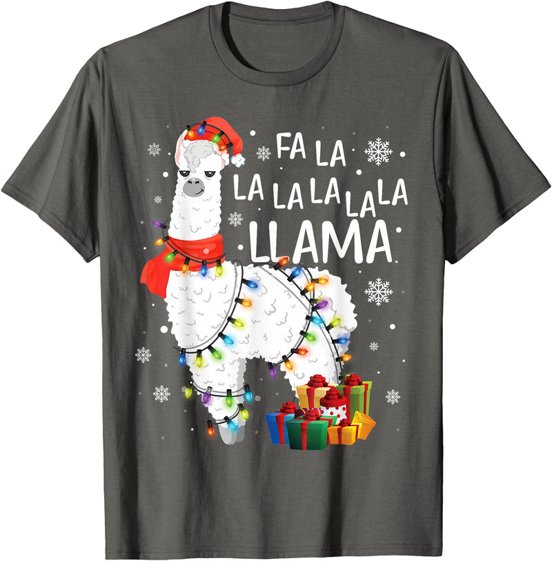 Funny Fa La La Llama Christmas Shirt FA La La Llama Christmas Funny Lllama Lover Xmas Pajamas T-Shirt - Asphalt Grey