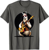 Music Lovers Alpaca Llama playing Guitar Llama playing Electric Guitar, Llama Guitarist T-Shirt - Asphalt Grey