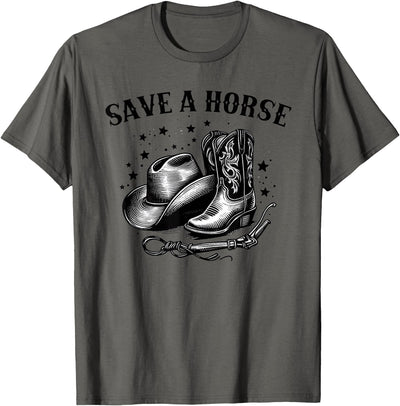 Save A Horse Ride A Cowboy Save A Horse Western Country Retro Cowboy T-Shirt