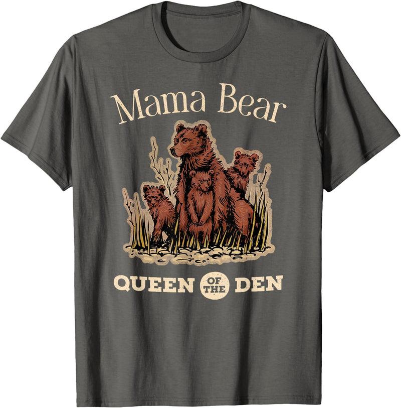 Mama Bear Queen of the Den Products Mama Bear Queen of the Den – Mother with Cubs and Family T-Shirt - Asphalt Grey