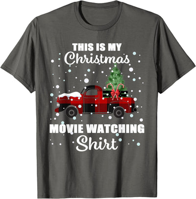 Cow Christmas Movie Watching Buffalo Plaid T-Shirt