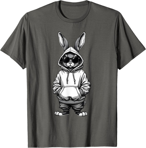 Happy Easter Day Bunny Easter Boys Kids Girls Teens Men T-Shirt in Asphalt Grey